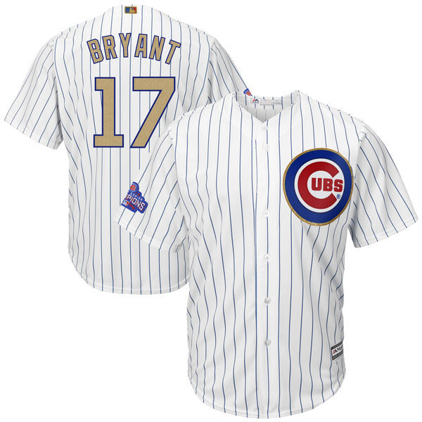 Youth 2017 MLB Chicago Cubs #17 Bryant CUBS White Gold Program Jersey
